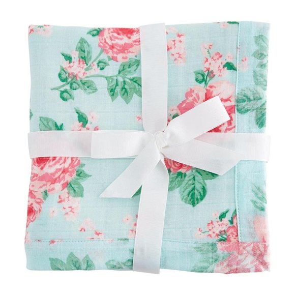 Mud Pie Other Nwt Blue Floral Receiving Blanket By Mud Pie Poshmark